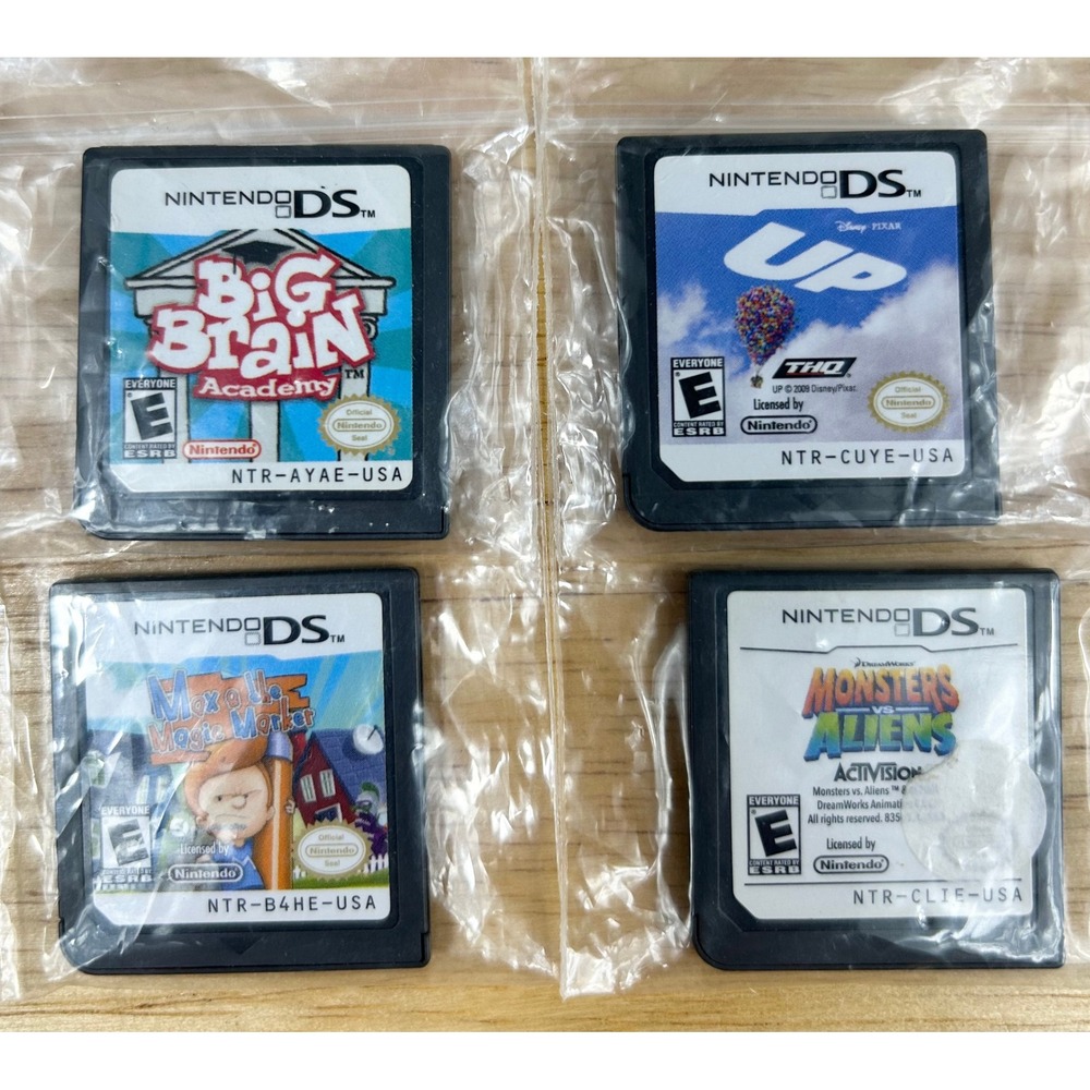 Nintendo DS Game Lot/4 Games Big Brain Academy Up Monsters vs Aliens Max Marker